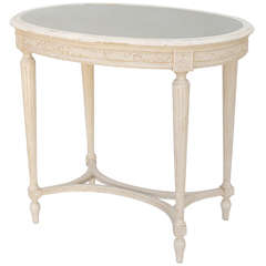 19c. French Oval Accent Table with Mirrored Top