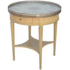 Painted Bouillotte Table with Eglomise Mirrored Top