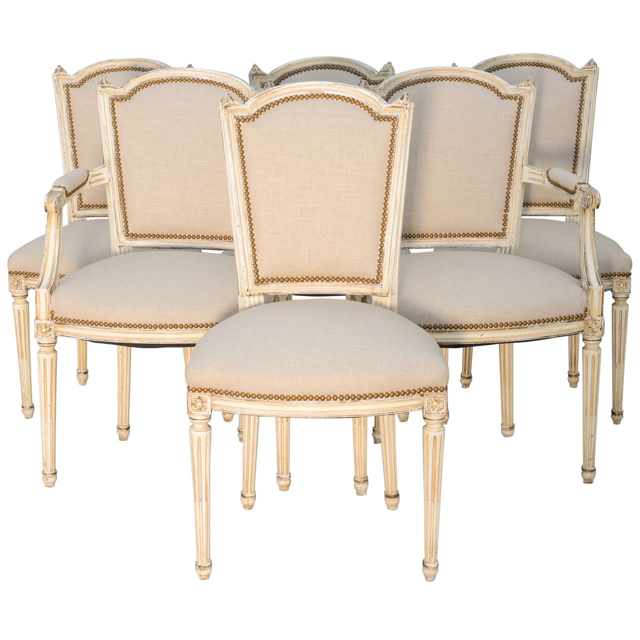 Set of Six French Dining Room Louis XVI Chairs at 1stDibs
