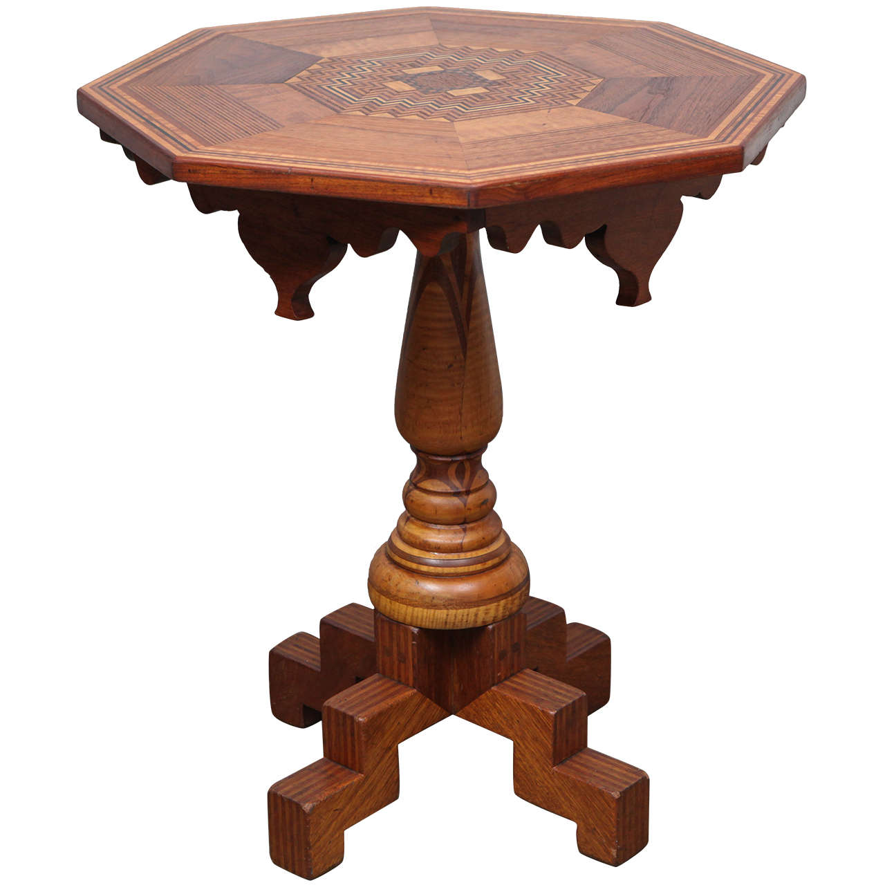 American Folk Art Parquetry Table