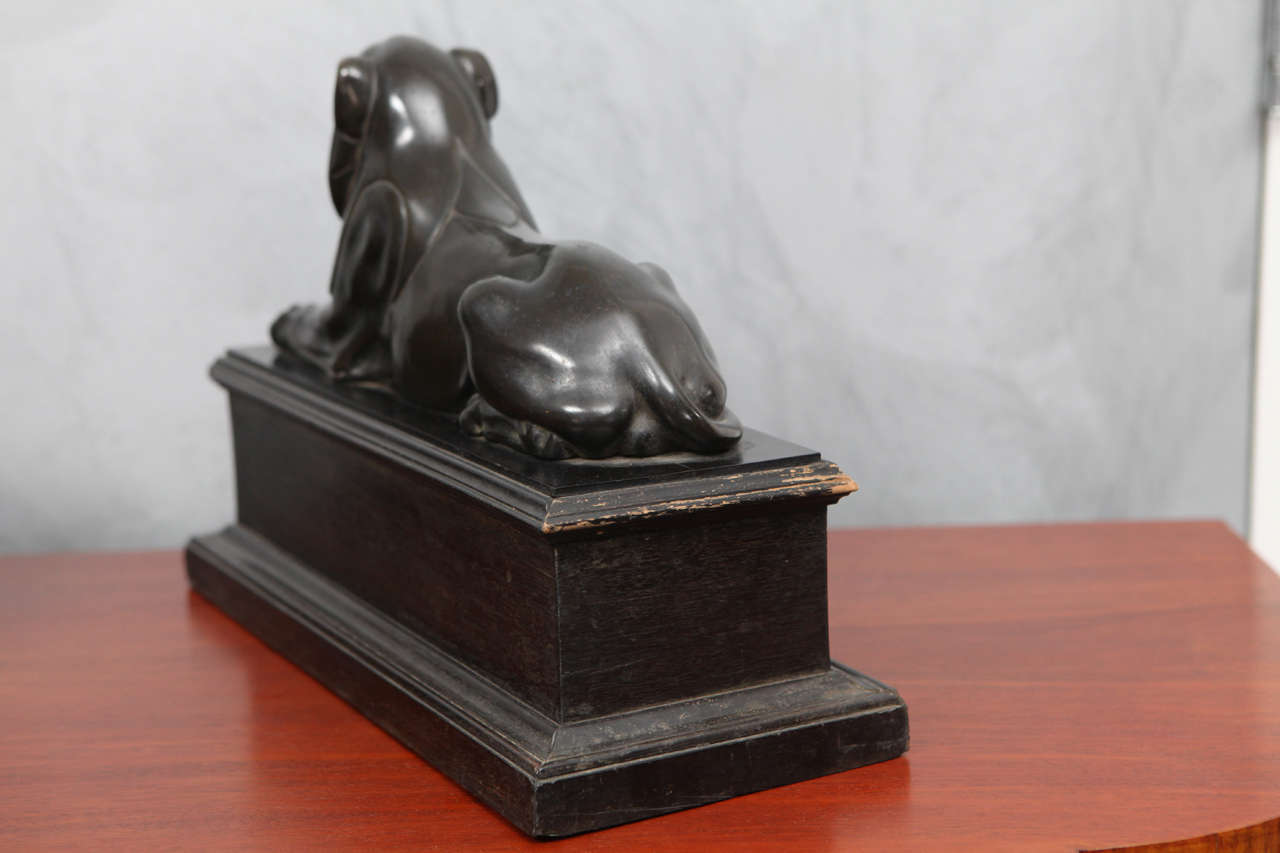 Lovely Pair of French Bronze Grand Tour Recumbent Lions For Sale 1