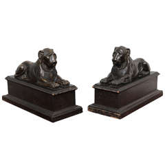 Lovely Pair of French Bronze Grand Tour Recumbent Lions