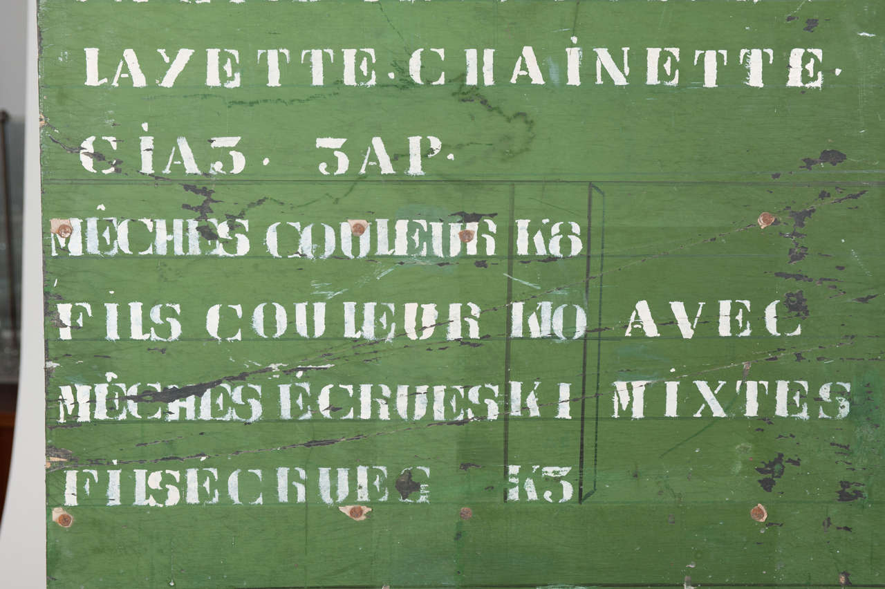 Belgian Antique OLD Factory Sign - Love the green For Sale