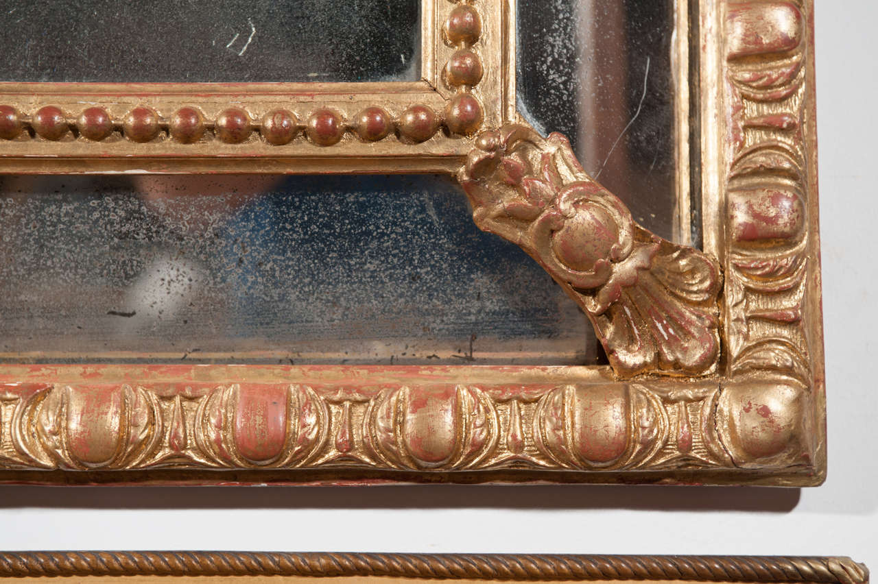 19th Century Flemish Goldgilt Cashion Mirror with Original Glazing, c. 1860 Belgium