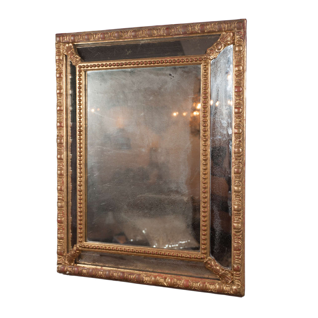 19th Century Flemish Goldgilt Cashion Mirror with Original Glazing For Sale