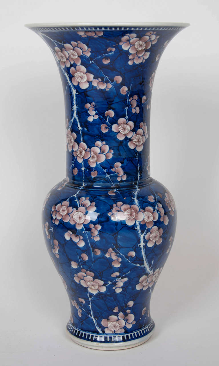 A 19th century Japanese prunus vase, now mounted as a lamp.