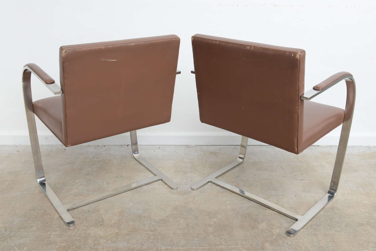 Four Knoll Brno Flat Stainless Steel Midcentury Chairs by Mies Van der Rohe In Good Condition In Miami, FL