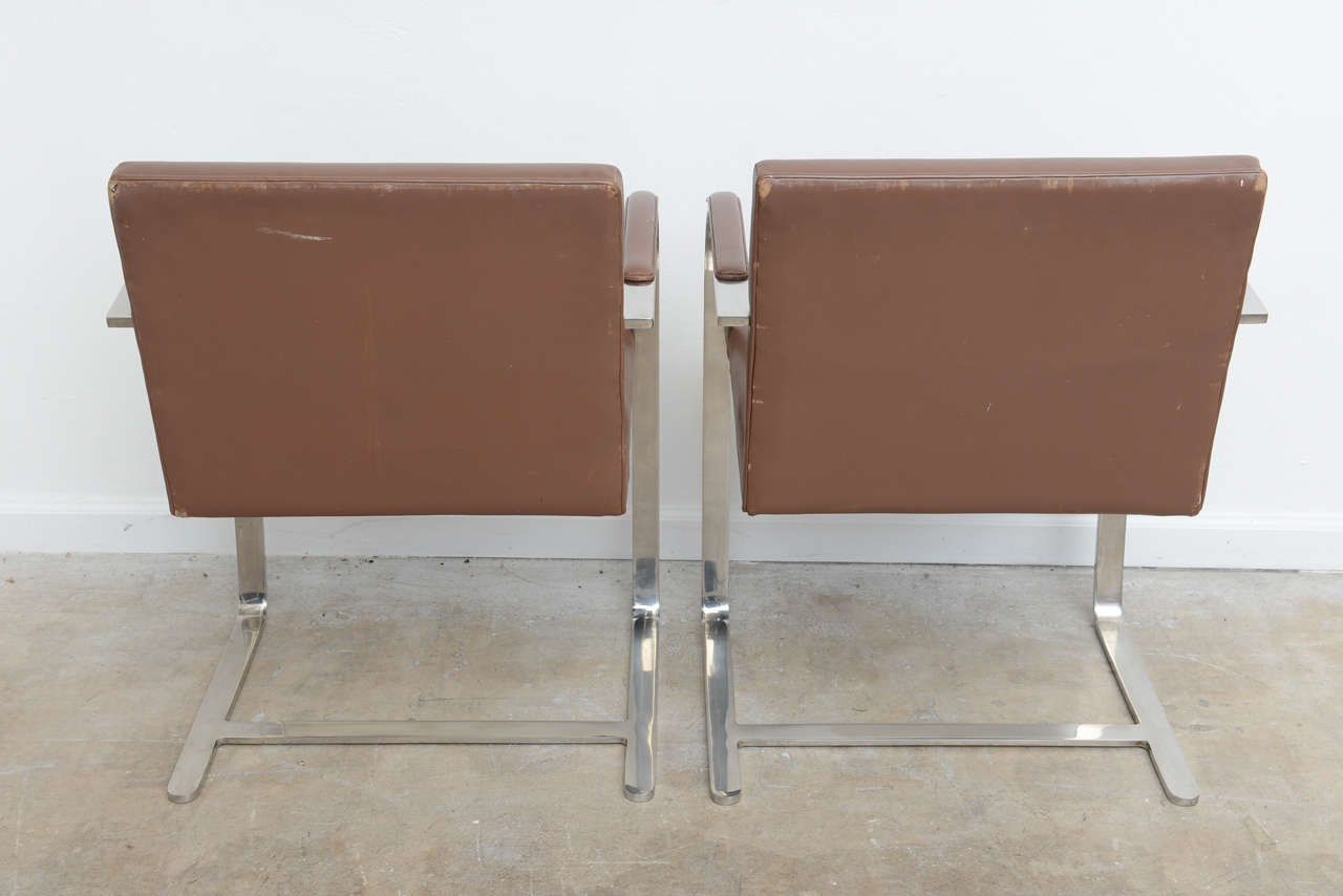 Mid-20th Century Four Knoll Brno Flat Stainless Steel Midcentury Chairs by Mies Van der Rohe