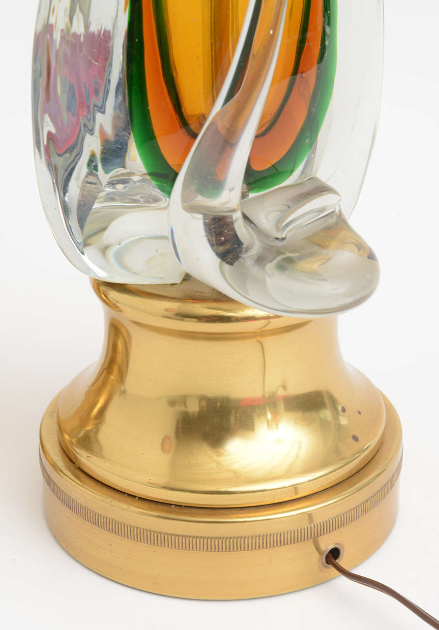 Pair Mid Century modern Italian Murano Cenedese Lg. Glass Table Lamps 1