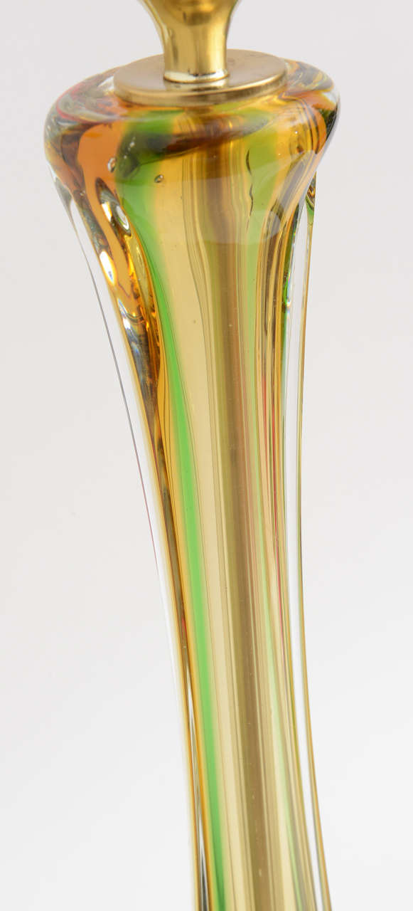 Pair Mid Century modern Italian Murano Cenedese Lg. Glass Table Lamps 3