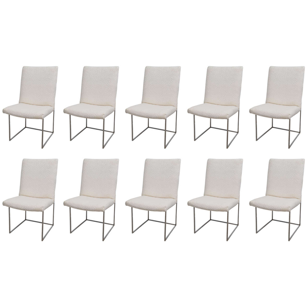 Set of Ten Milo Baughman 1970s Minimalist Dining Chairs