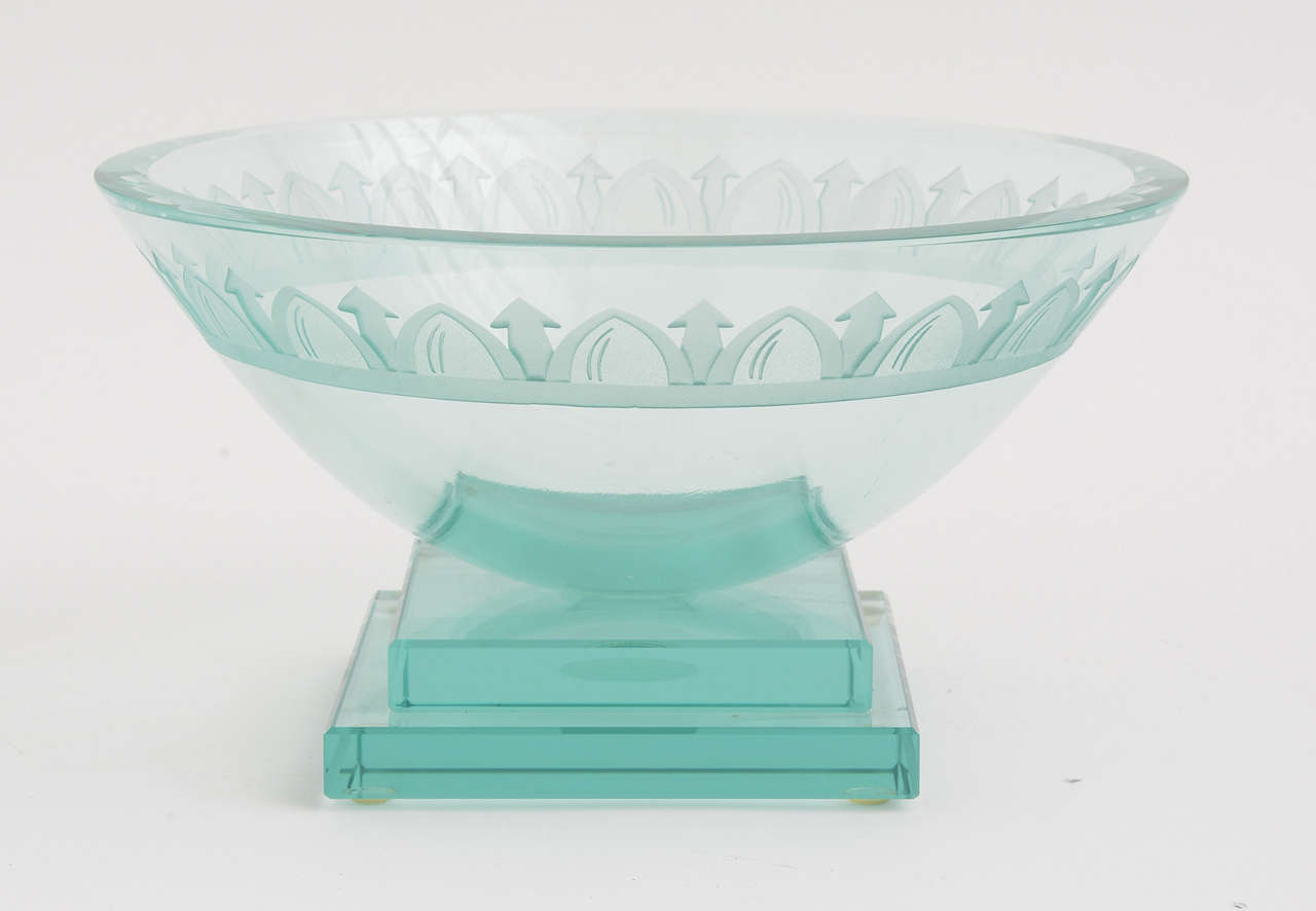 Unknown Amazing Postmodern Edged Large Glass Bowl