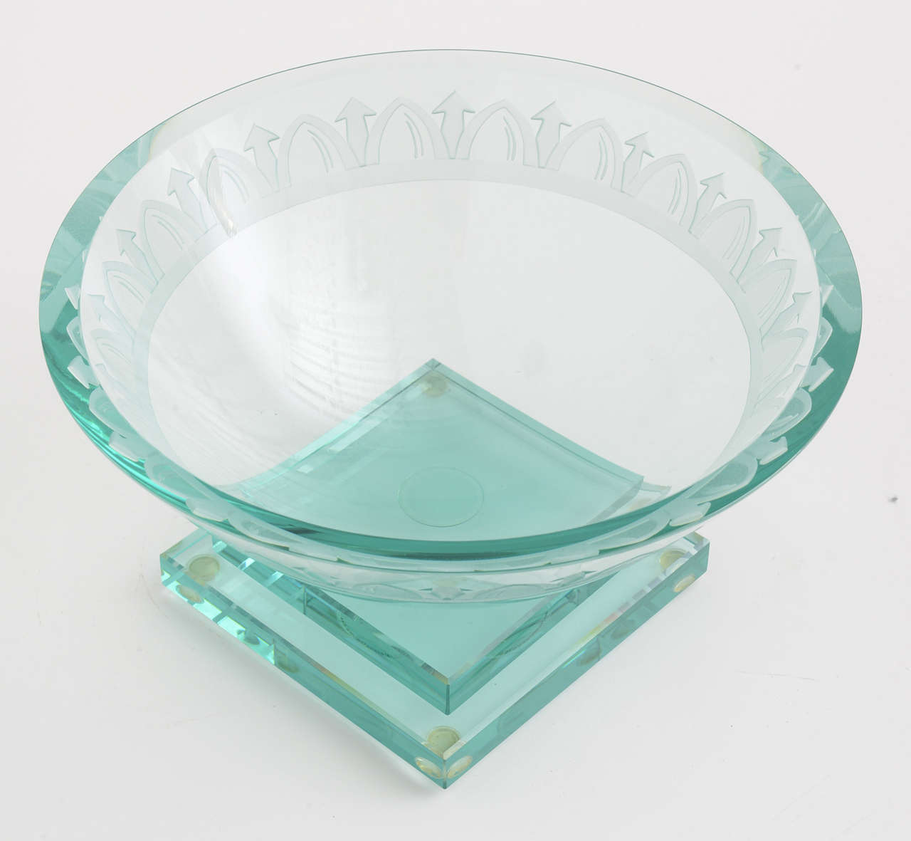 Amazing Postmodern Edged Large Glass Bowl In Excellent Condition In Miami, FL