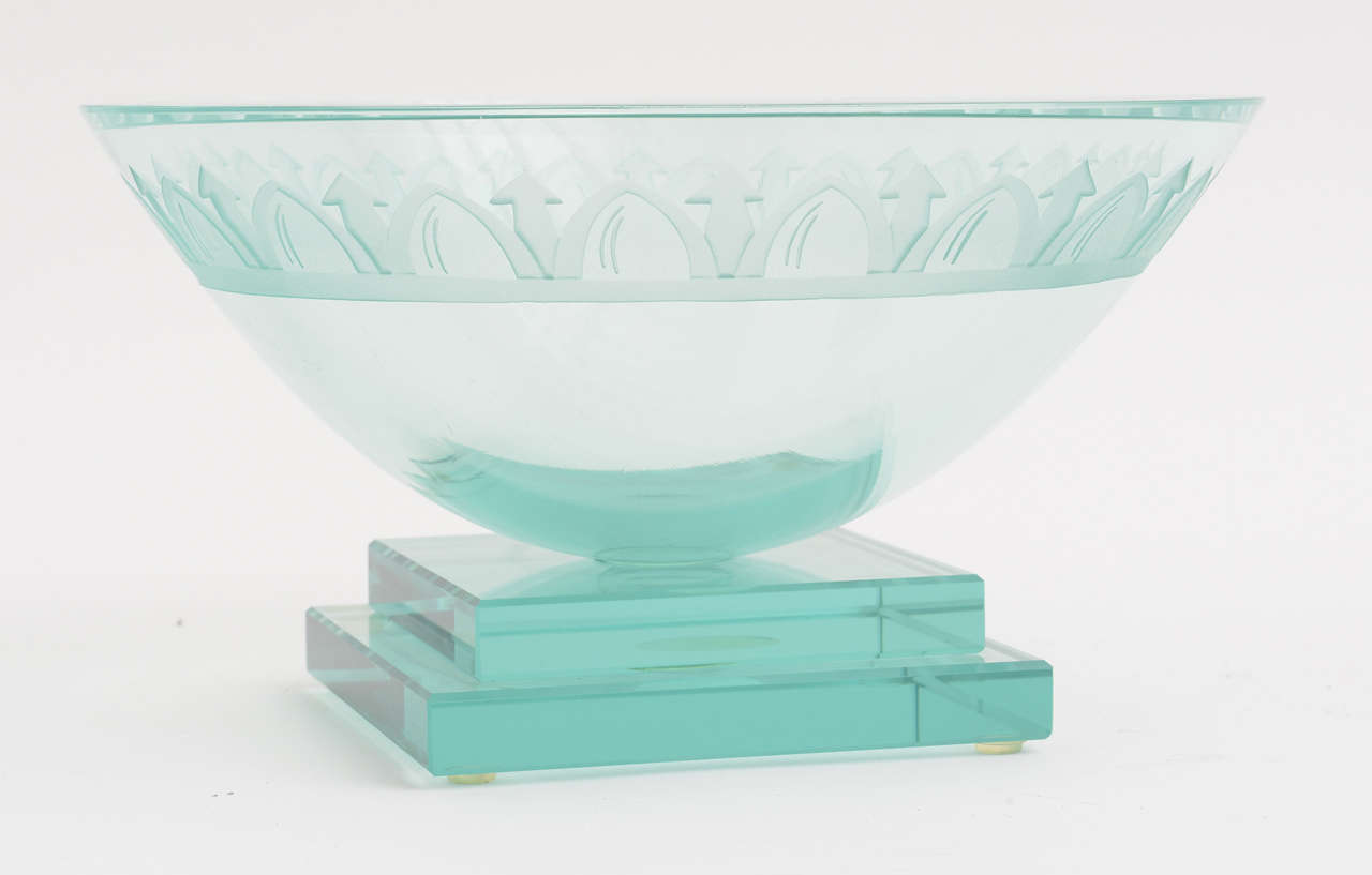 20th Century Amazing Postmodern Edged Large Glass Bowl