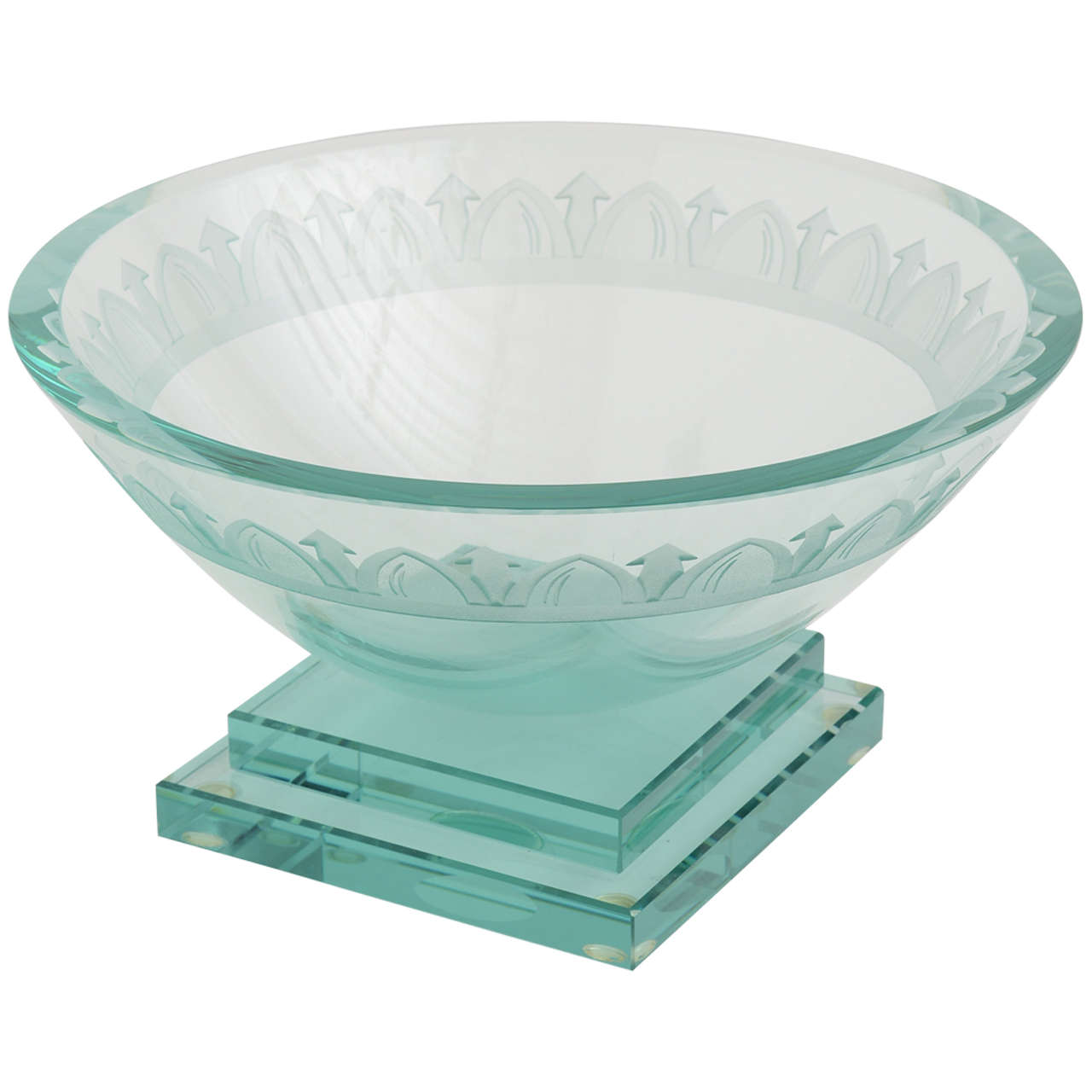 Amazing Postmodern Edged Large Glass Bowl