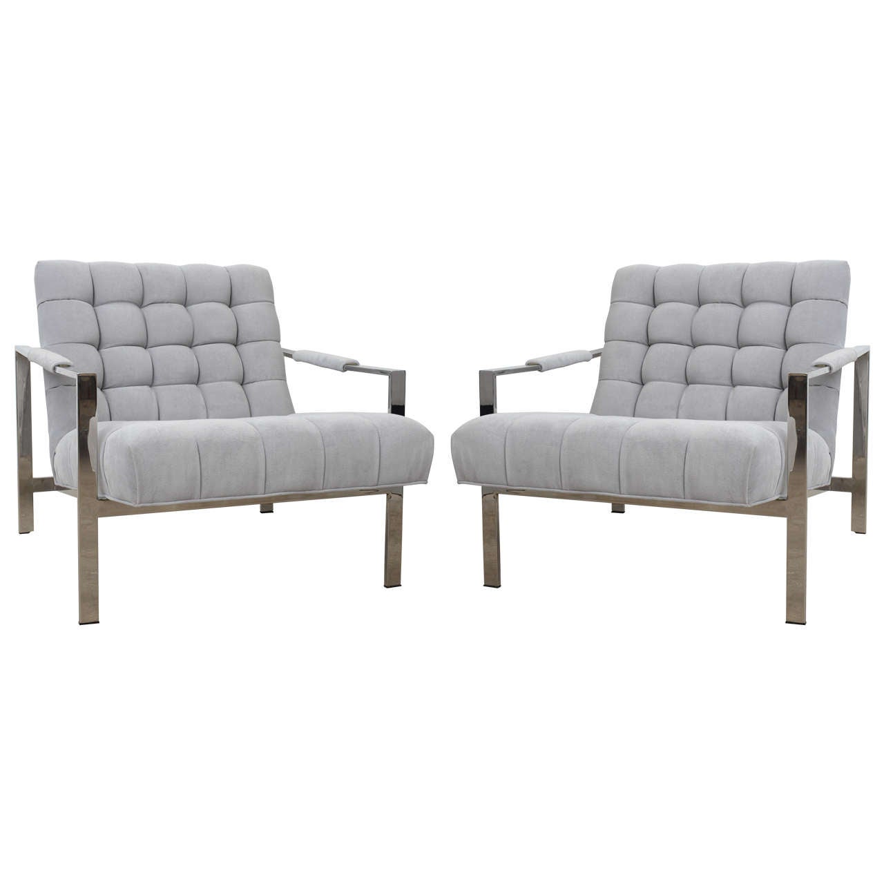 Pair Mid Century Modern Classic Milo Baughman Chairs for Thayer Coggin