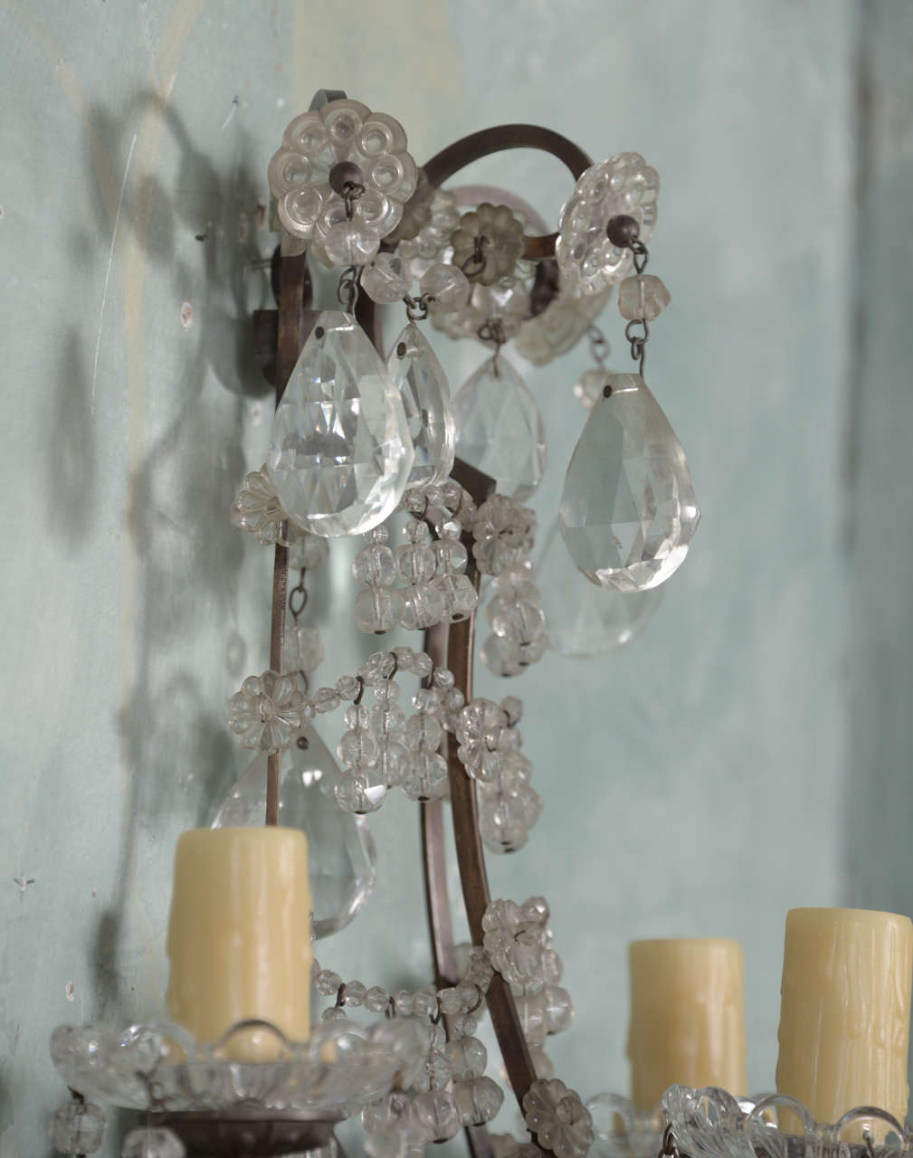 Pair Iron and Crystal Sconces 5