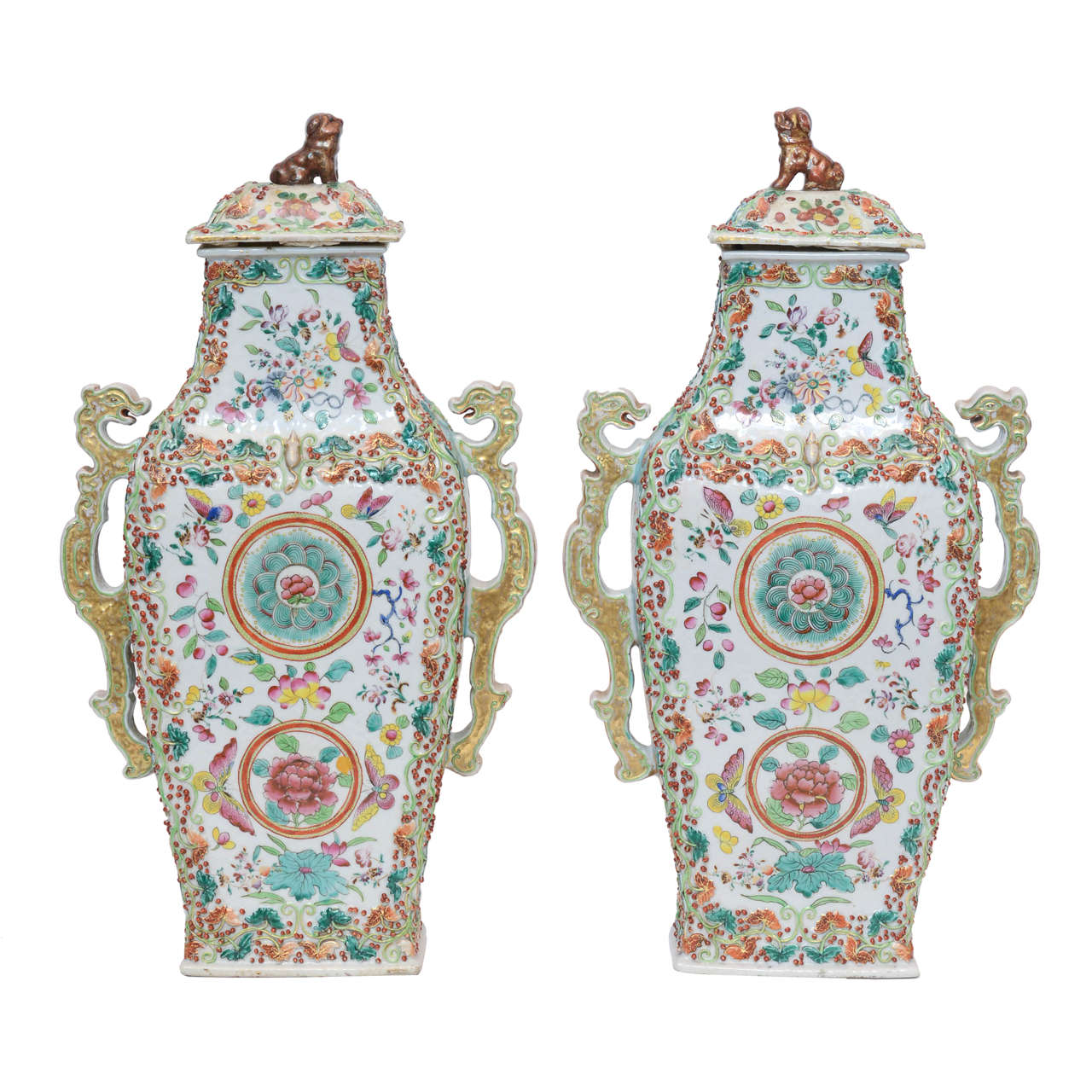 Large Pair of 18th Century Chinese Porcelain Vases For Sale