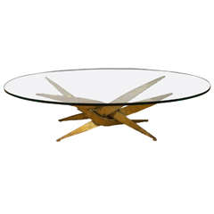 Silas Seandel Style Brutalist Base Oval Top Coffee, Cocktail Table