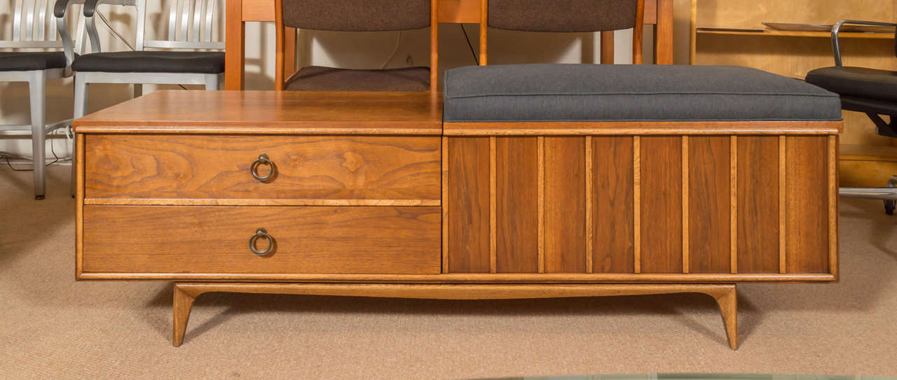 Mid-Century Modern Lane Bench and Chest of Drawers in Walnut
