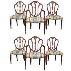 Six Hepplewhite Style Mahogany Dining Chairs