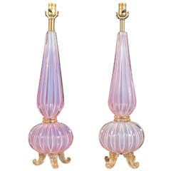 Pair of Italian Glass Lamps by Seguso
