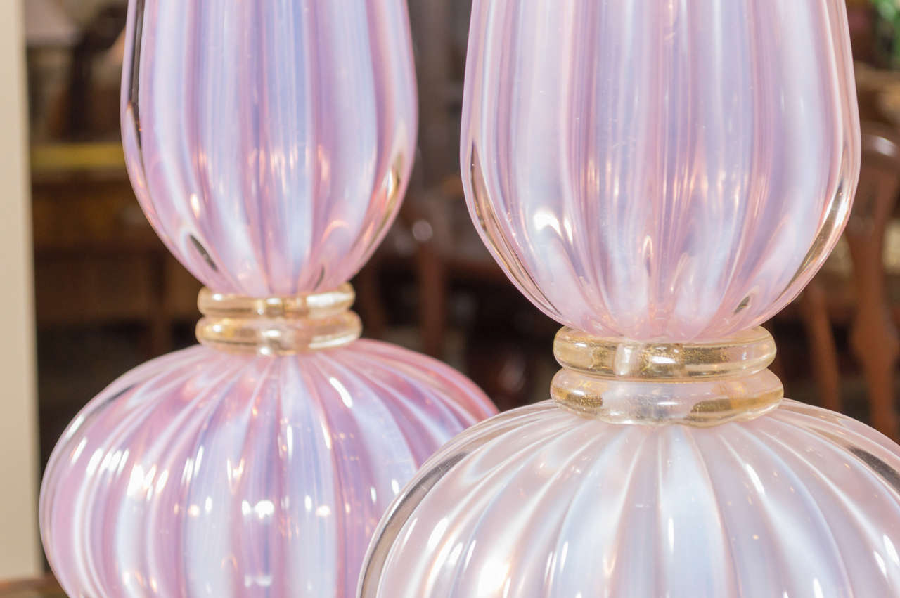 Mid-20th Century Pair of Italian Glass Lamps by Seguso
