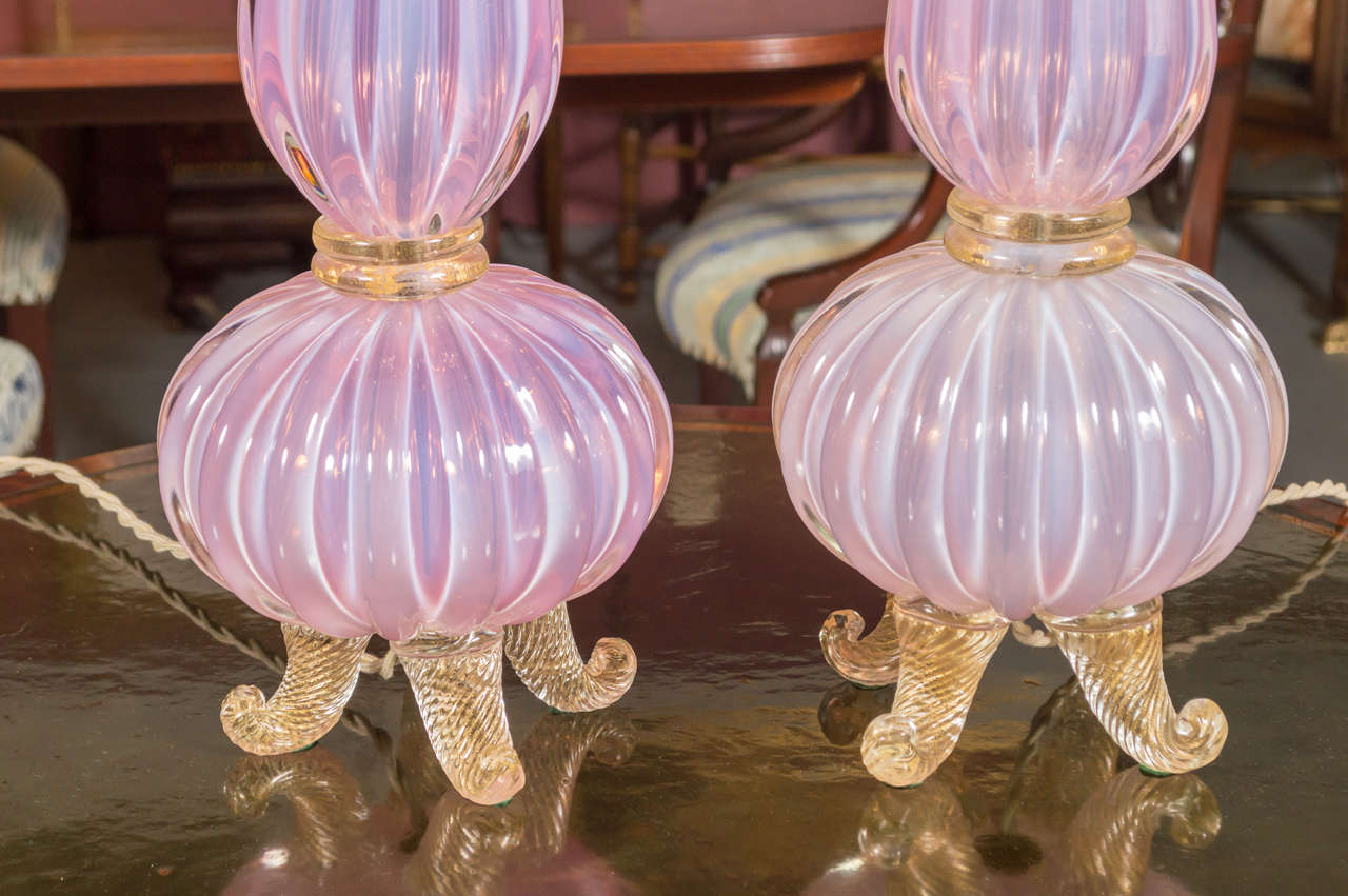 Pair of Italian Glass Lamps by Seguso 2