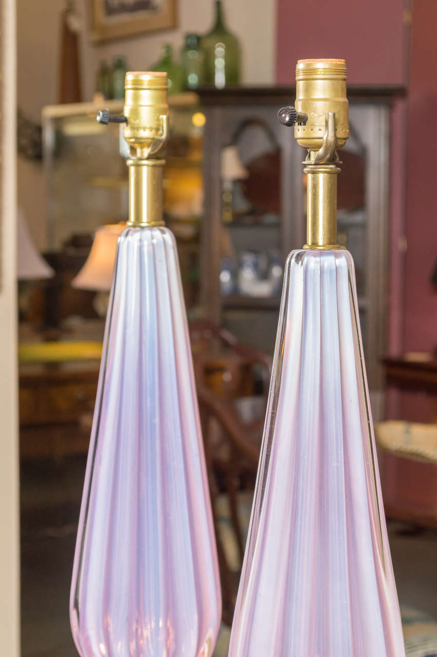 Pair of Italian Glass Lamps by Seguso 4