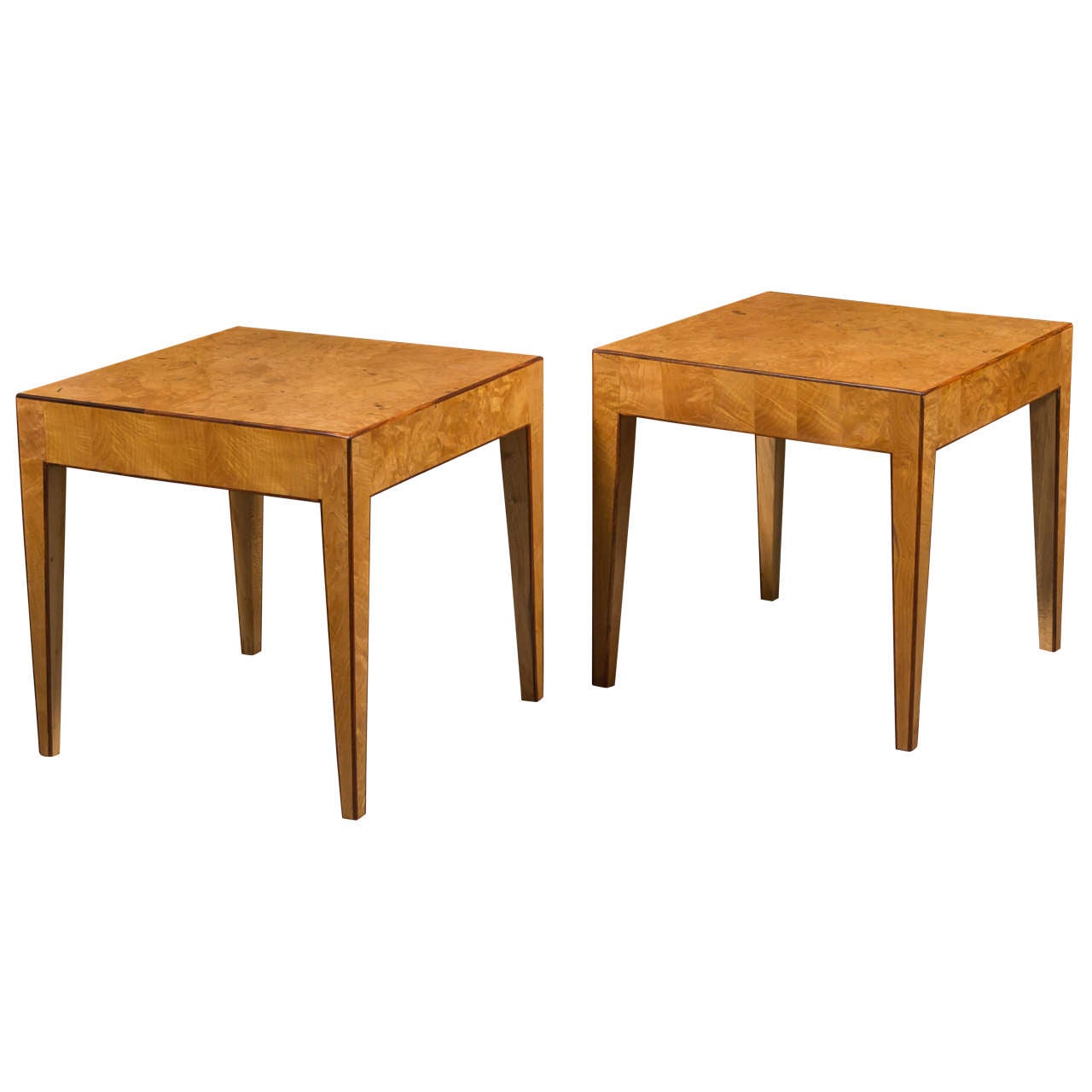 1950s Italian Olive Burl Wood Side Tables