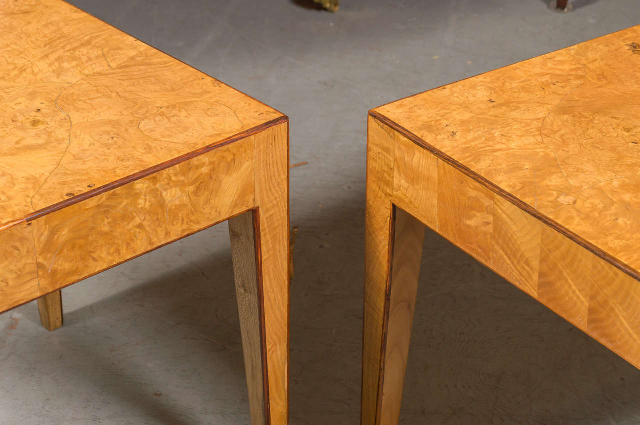 Sheraton 1950s Italian Olive Burl Wood Side Tables