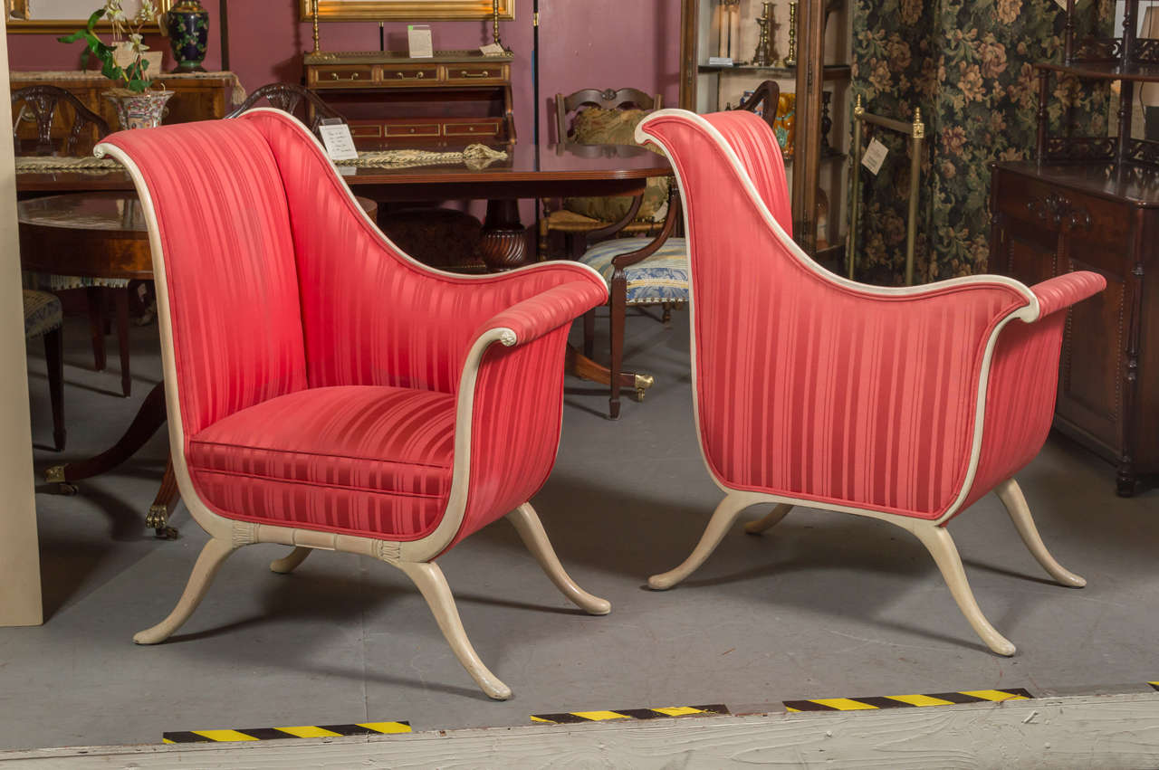 Wood Pair of Fabulous 1950s Hollywood Regency Chairs