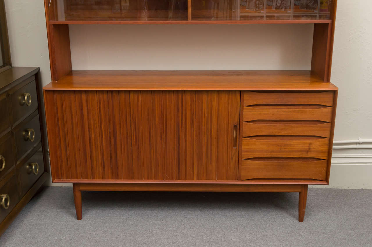 Stunning Solid Teak Tambour Door Buffet/Credenza By Johannes Aasbjerg