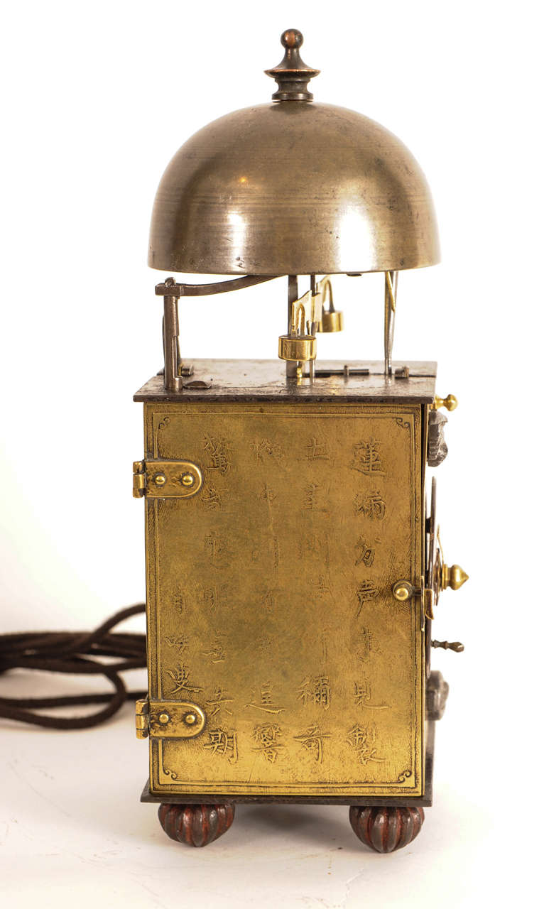 A Small Japanese Brass Lantern Clock with Foliot Escapement, circa 1800 For Sale 2