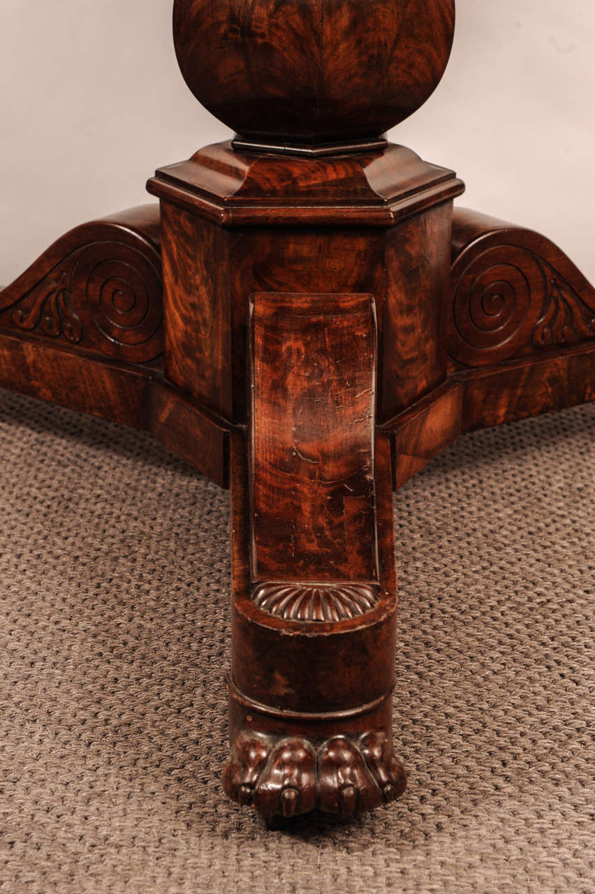 19th Century French Charles X Mahogany Center Table with Marble Top, circa 1830 For Sale