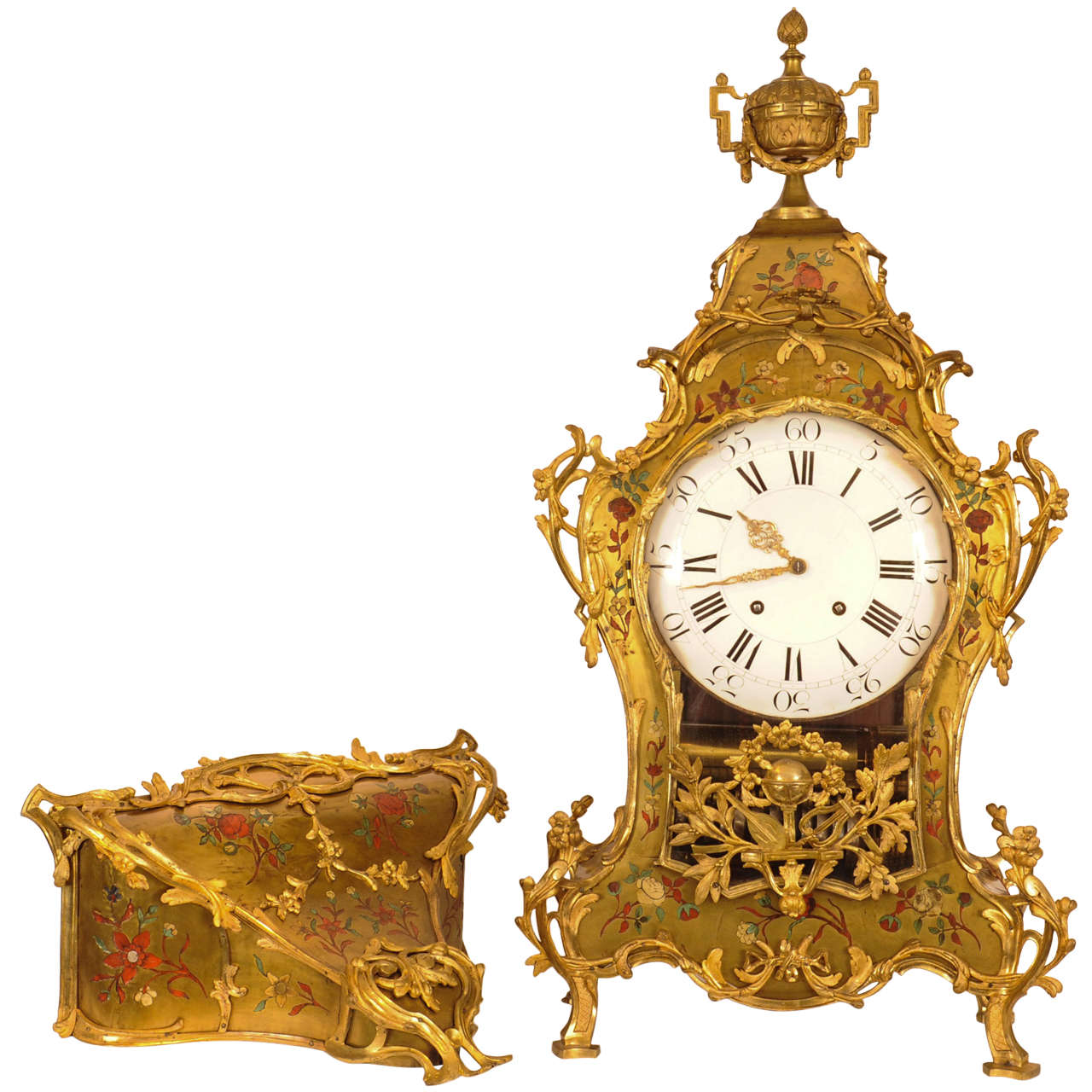 A French Transition musical bracket clock on wall bracket, circa 1770 For Sale