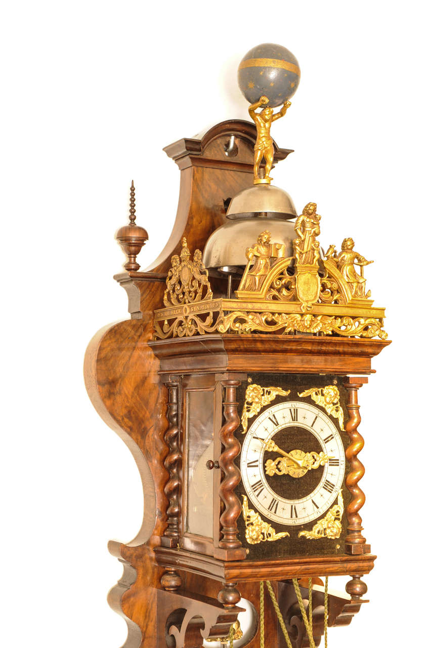 Baroque A Good Dutch Zaanse Rosewood Wall Clock, Cornelis van Rossen, circa 1700 For Sale