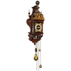 A Good Dutch Zaanse Rosewood Wall Clock, Cornelis van Rossen, circa 1700