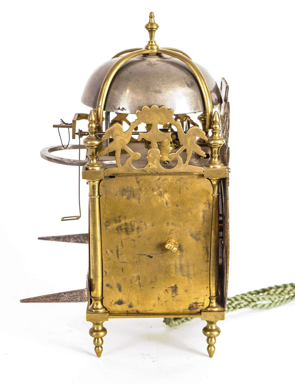 A Small French Brass alarm Lantern Clock, J. Roussel a Paris, circa 1730 For Sale 3