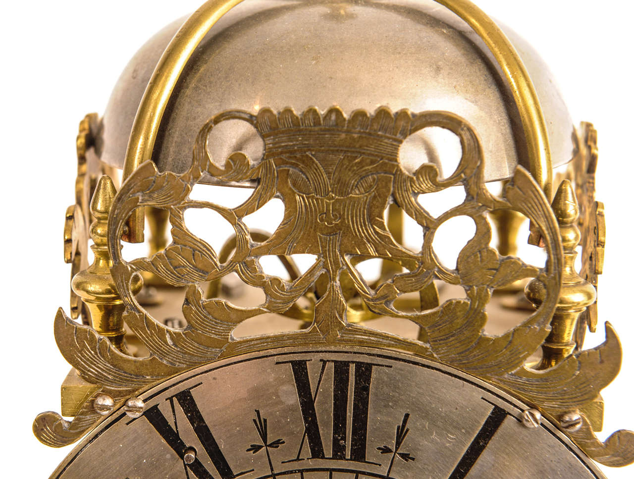 A Small French Brass alarm Lantern Clock, J. Roussel a Paris, circa 1730 For Sale 4