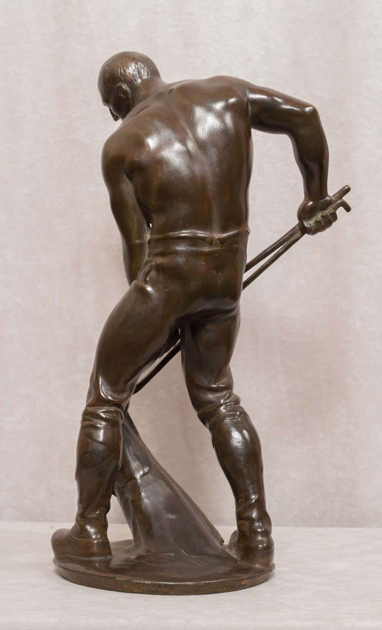 German Bronze Figure of a Male Worker 