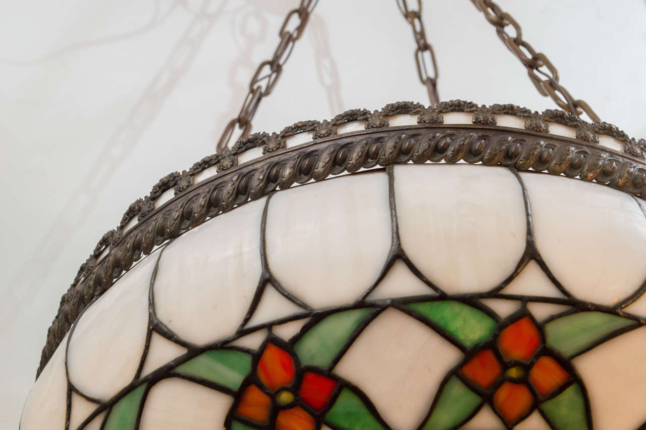 American Leaded Glass Inverted Pendant Chandelier
