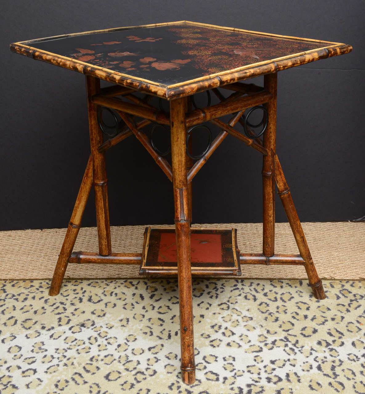 Beautiful Square19th Century English Lacquer Bamboo Table In Excellent Condition In West Palm Beach, FL