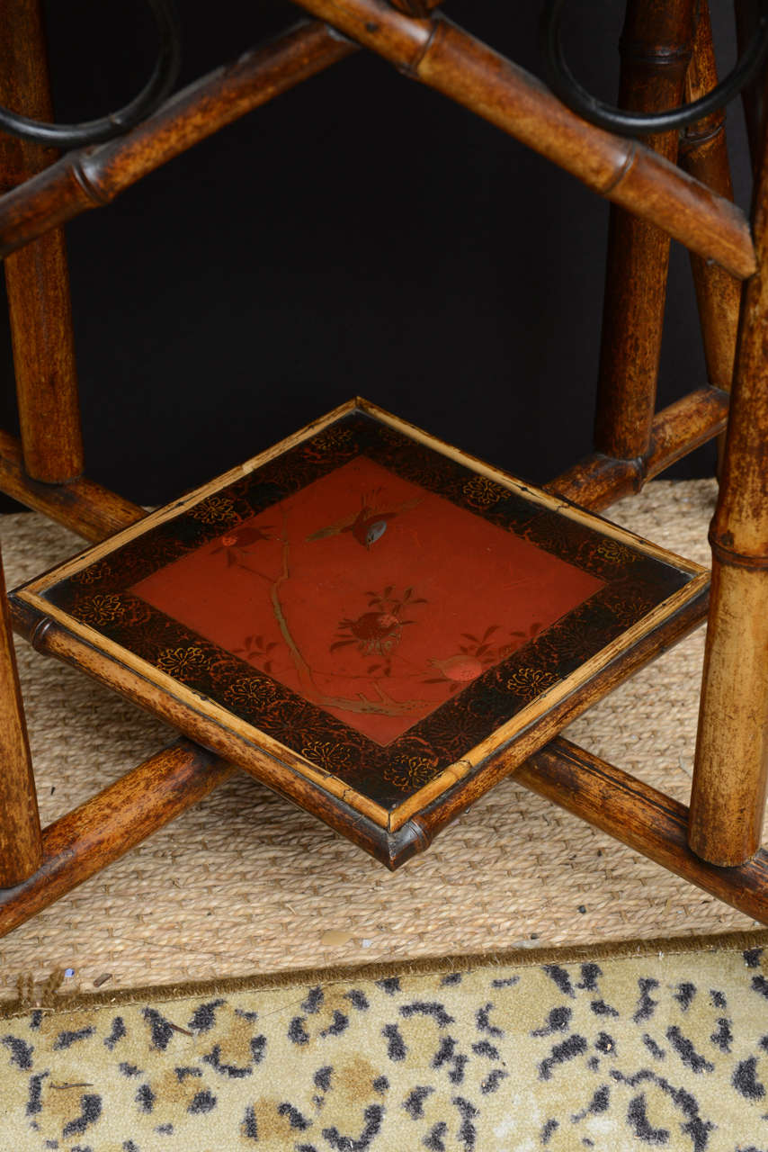 Beautiful Square19th Century English Lacquer Bamboo Table 2