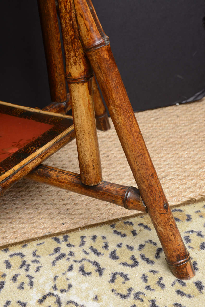 Beautiful Square19th Century English Lacquer Bamboo Table 3