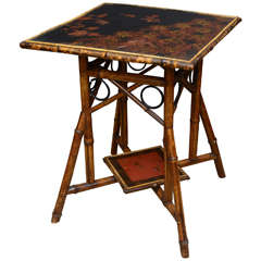 Beautiful Square19th Century English Lacquer Bamboo Table