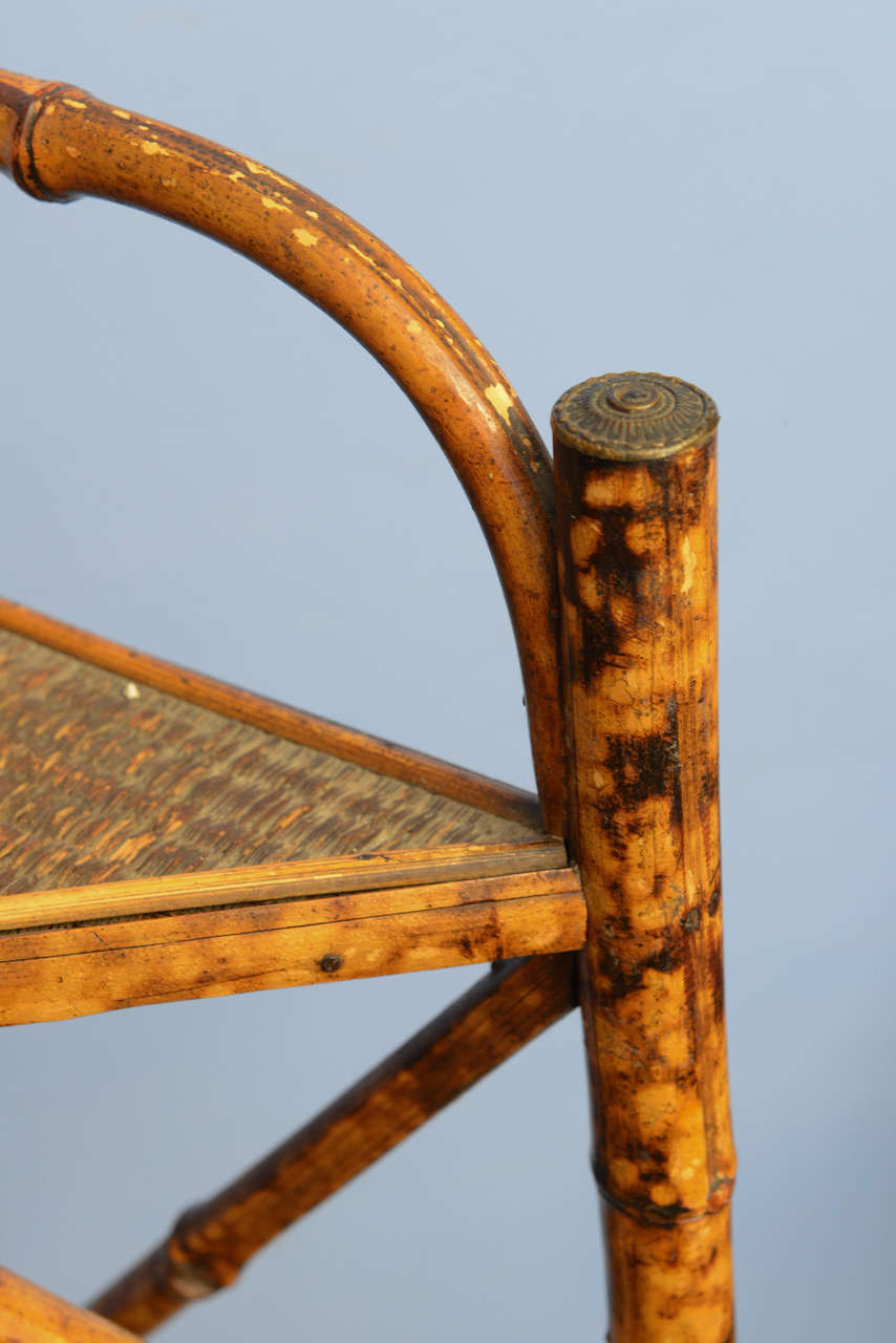 Pair of Early 20th Century English Bamboo and Rattan Corner Etageres 4