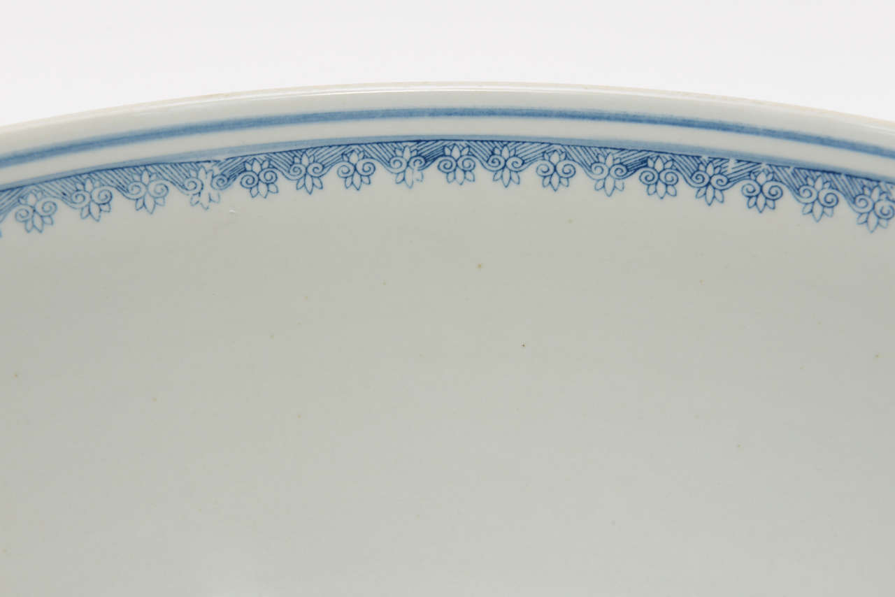 Pair of Large Blue and White Oriantal Bowls 1