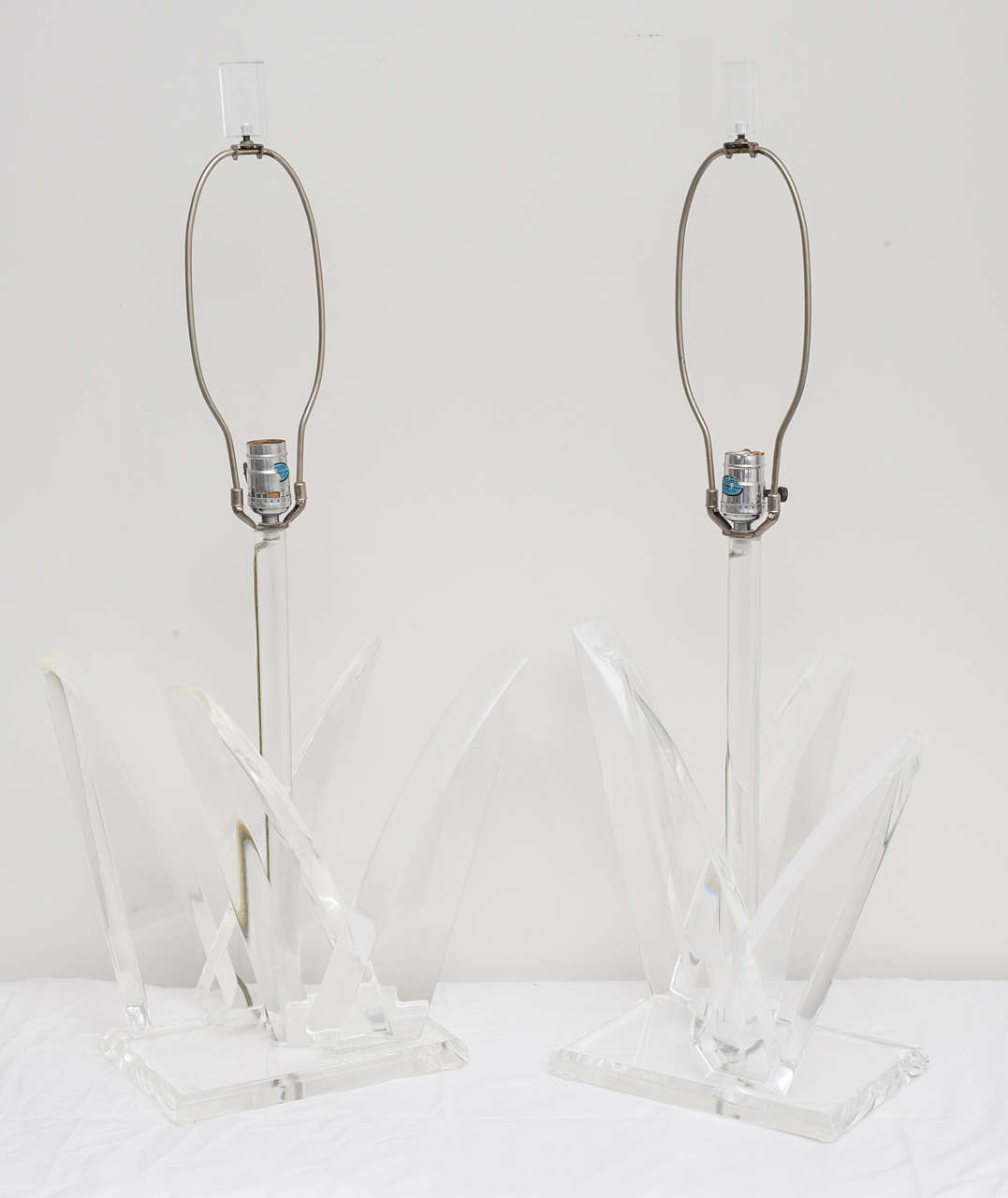 American Pair of Lucite Lamps by Van Teal