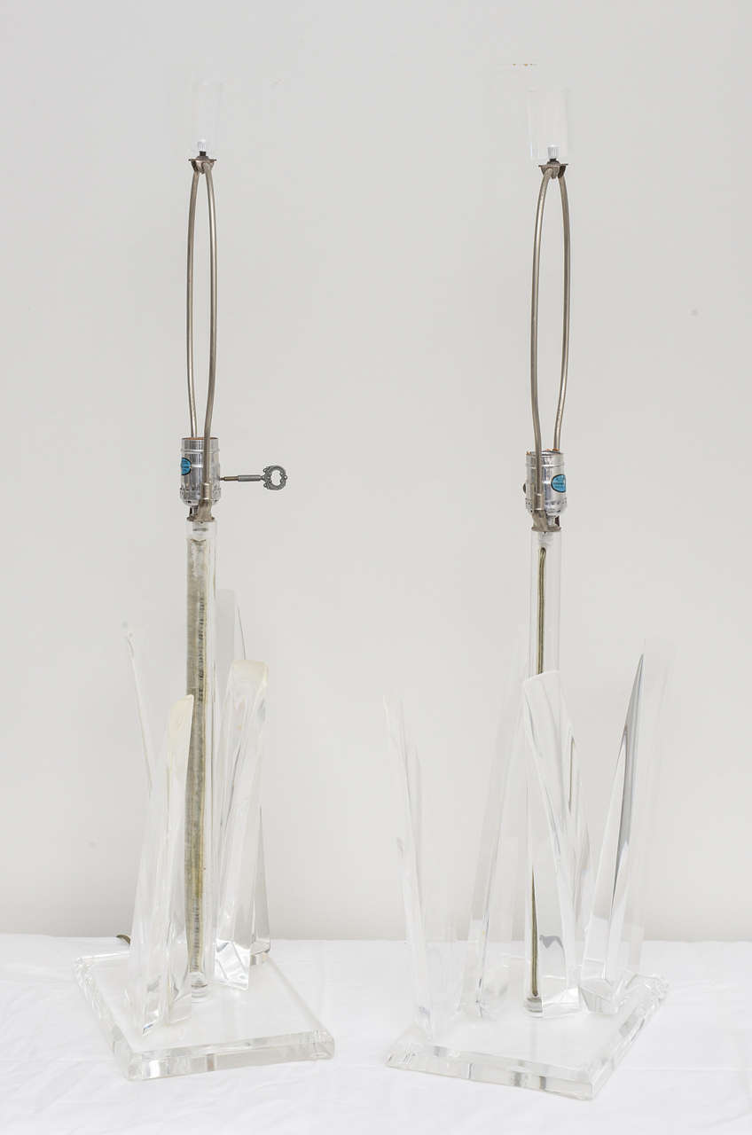 Pair of Lucite Lamps by Van Teal In Good Condition In West Palm Beach, FL